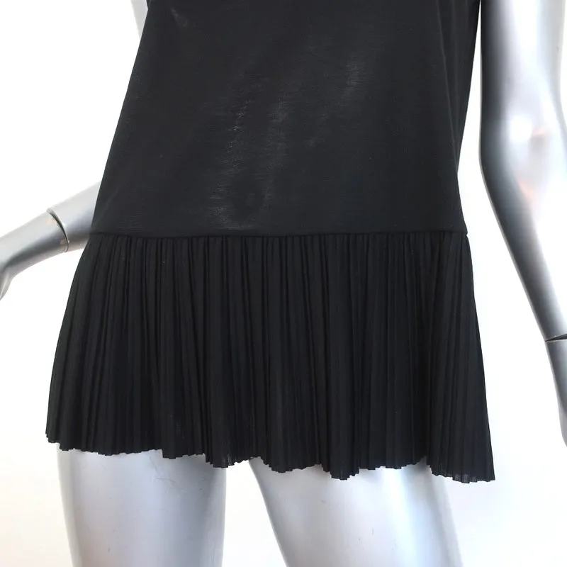 Theory Elvnee Pleated Peplum Top Black Jersey Size Medium Sleeveless Tank