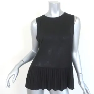 Theory Elvnee Pleated Peplum Top Black Jersey Size Medium Sleeveless Tank