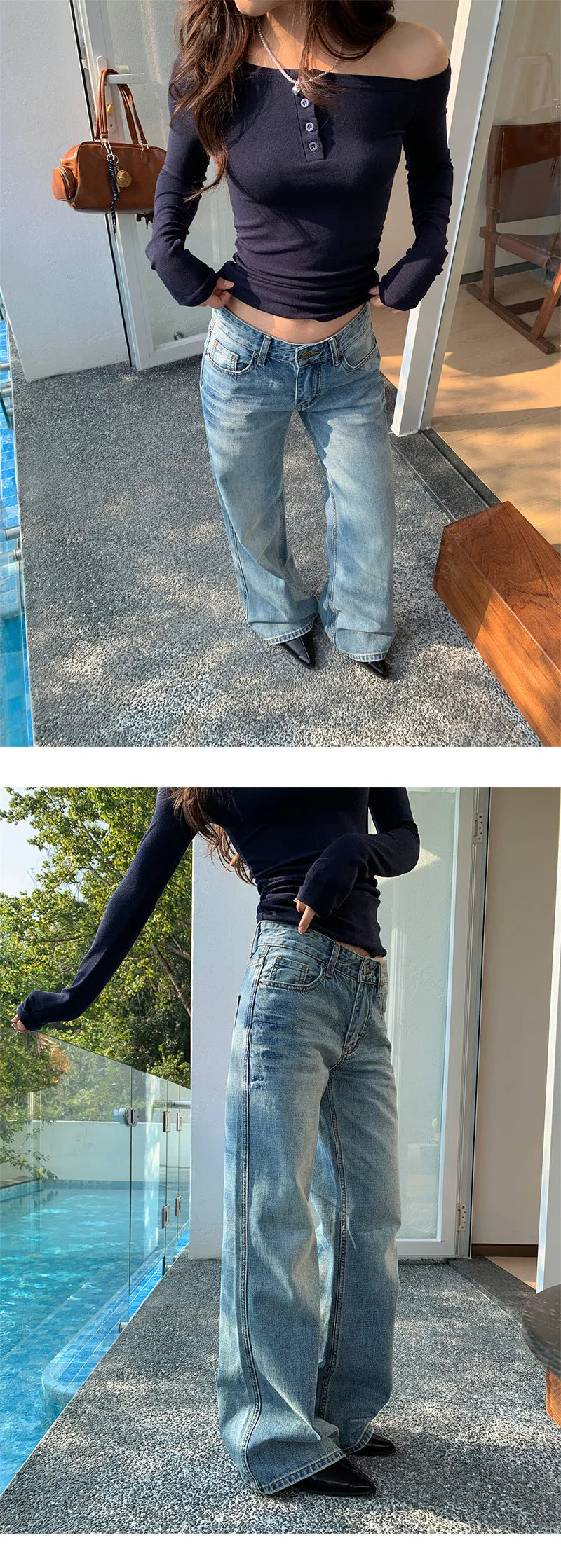 Tie-dyed straight-leg jeans