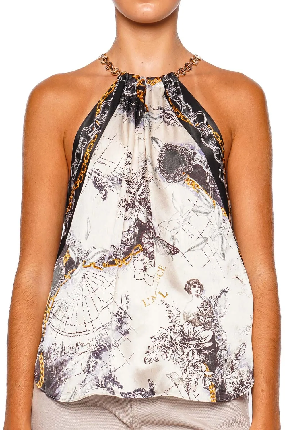 Tillie Printed Silk Scarf Top