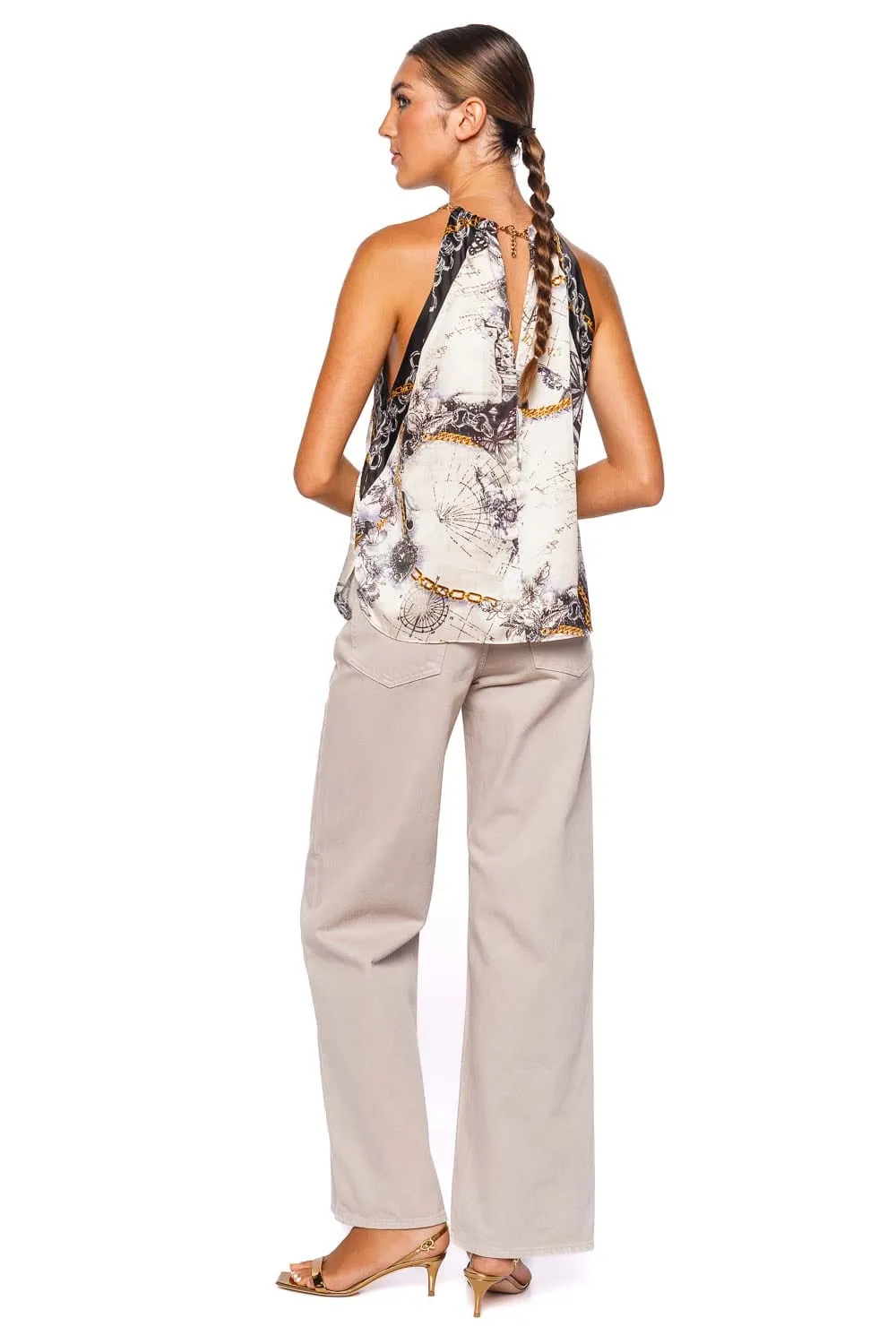 Tillie Printed Silk Scarf Top