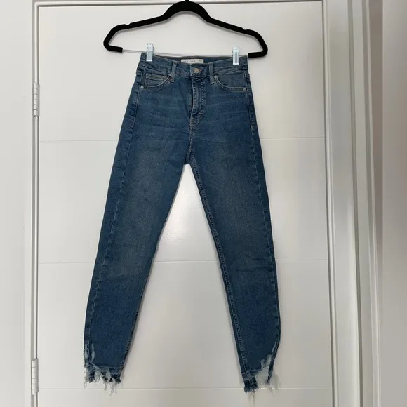 Top shop Jamie High-Waisted Jeans blue denim pants high rise skinny luxury 25