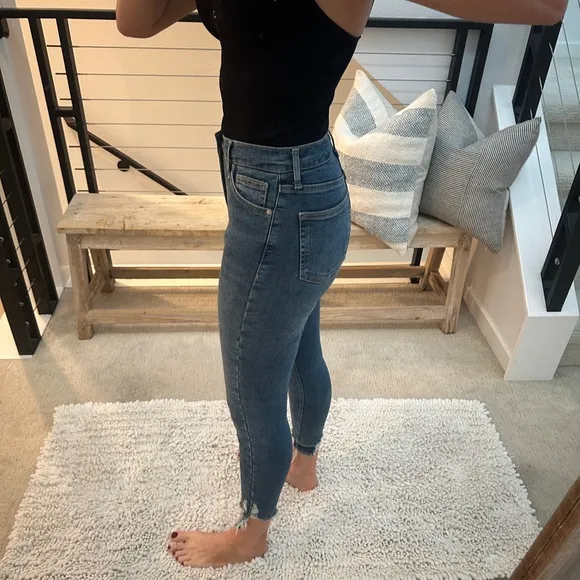 Top shop Jamie High-Waisted Jeans blue denim pants high rise skinny luxury 25