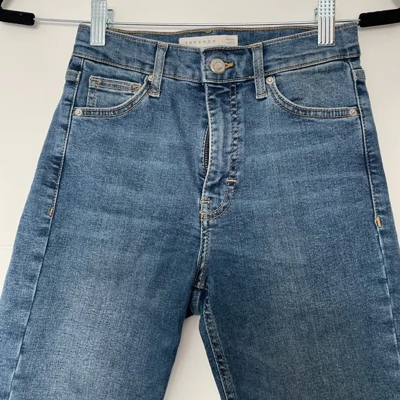 Top shop Jamie High-Waisted Jeans blue denim pants high rise skinny luxury 25