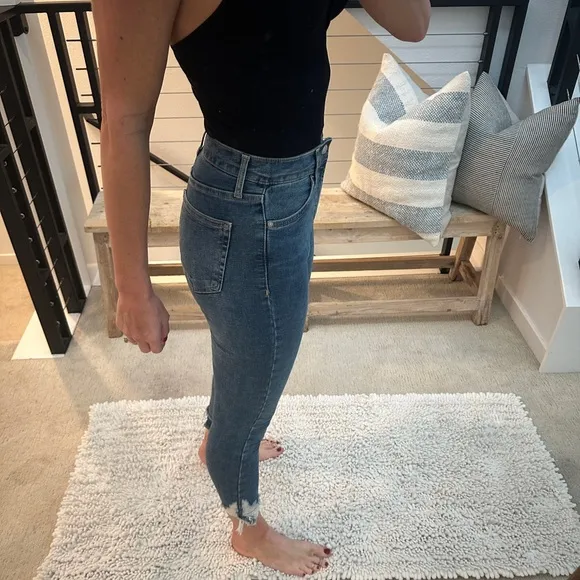 Top shop Jamie High-Waisted Jeans blue denim pants high rise skinny luxury 25