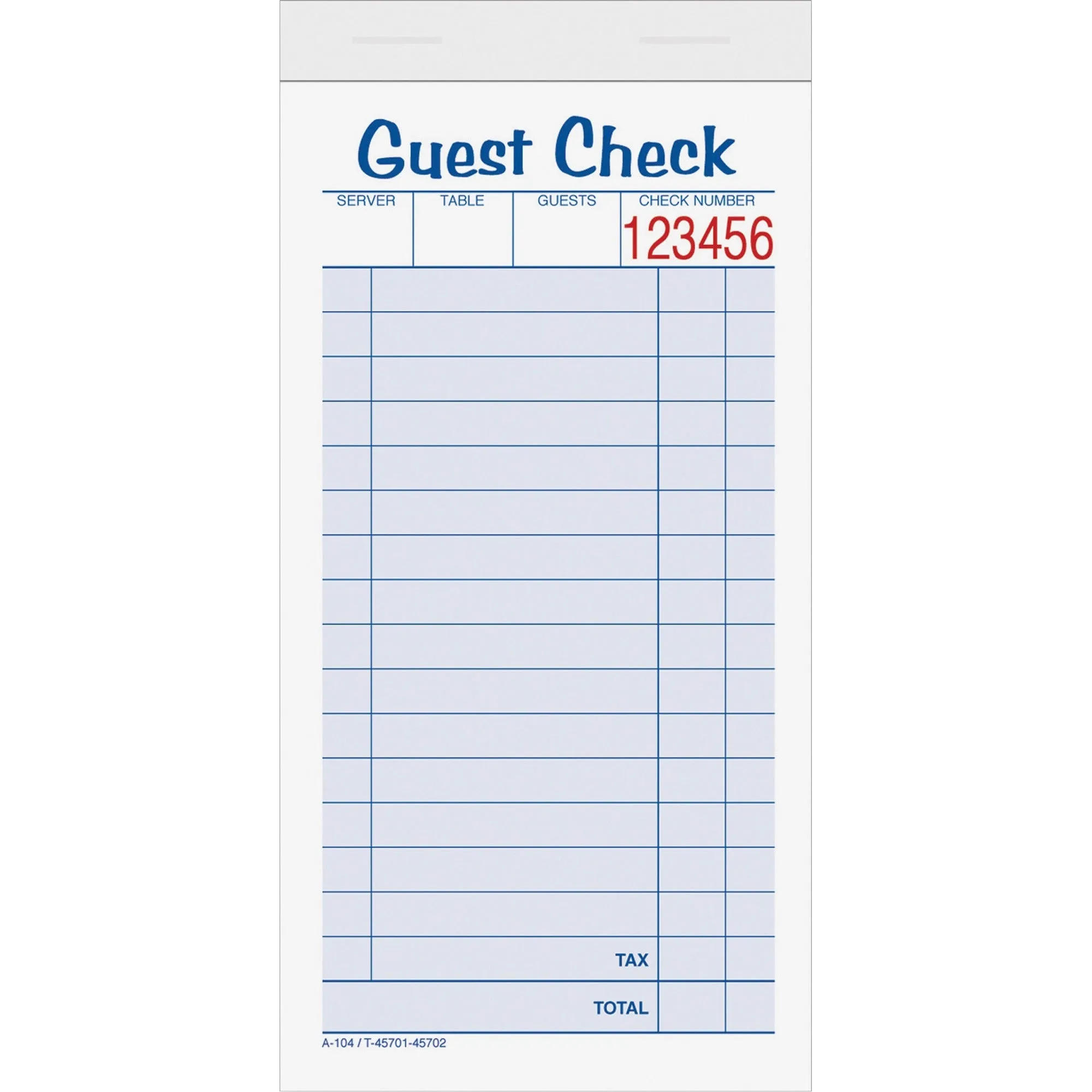 TOPS 2-part Carbonless Guest Check Books