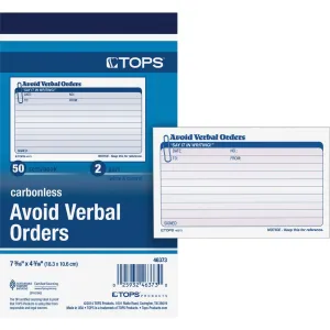 TOPS Avoid Verbal Orders Book