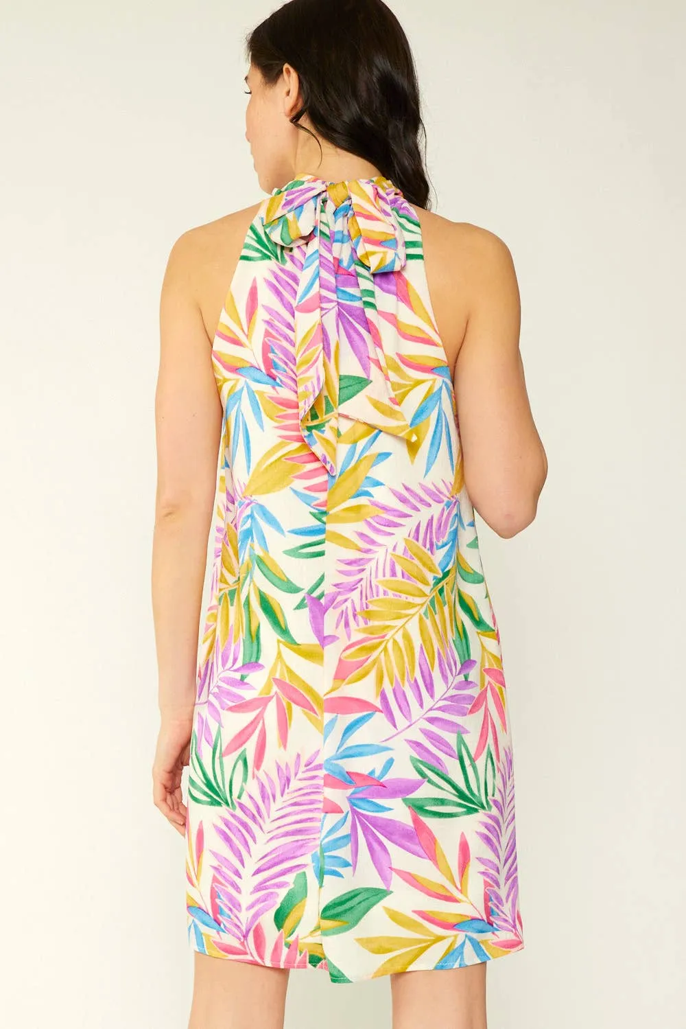Tropical Print Halter Dress