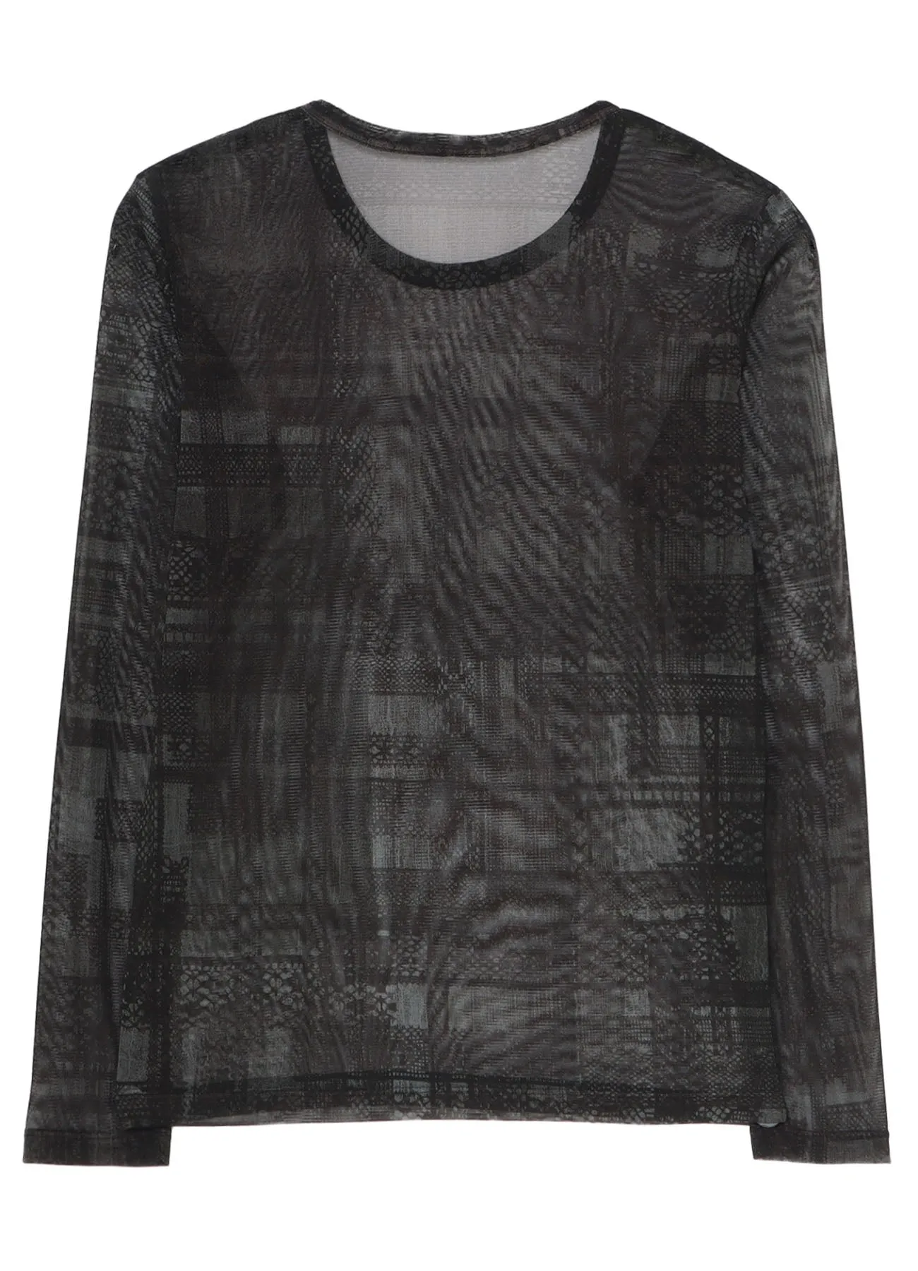 TULLE LACE PRINT LONG SLEEVE T