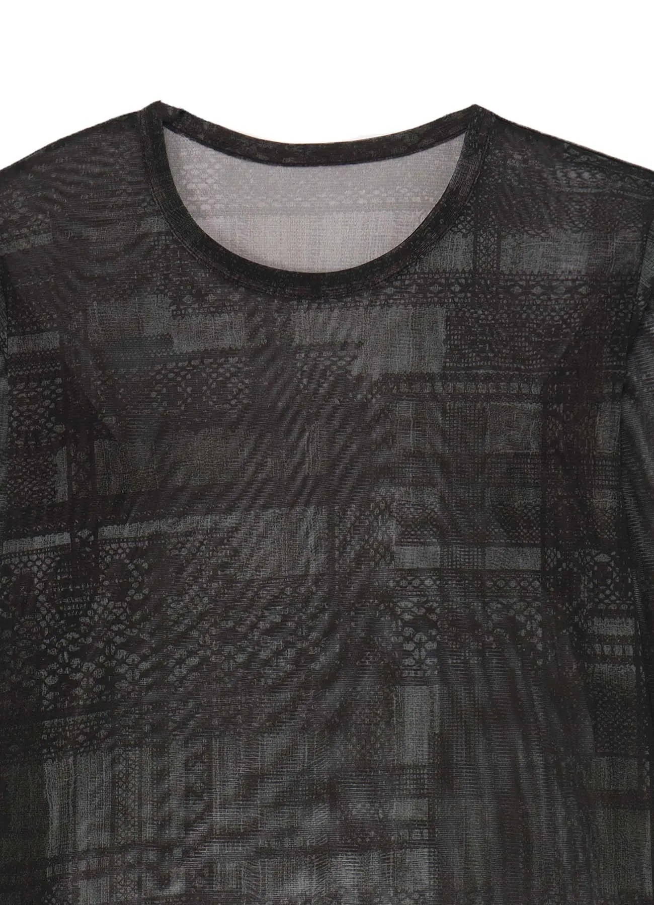 TULLE LACE PRINT LONG SLEEVE T