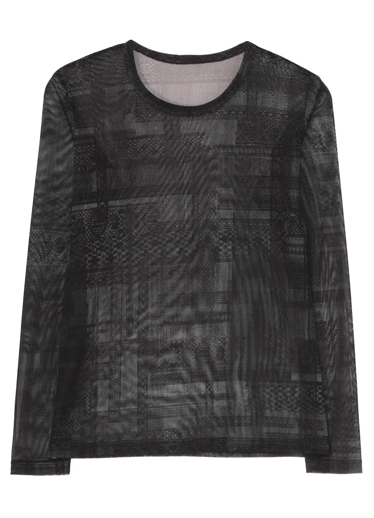 TULLE LACE PRINT LONG SLEEVE T