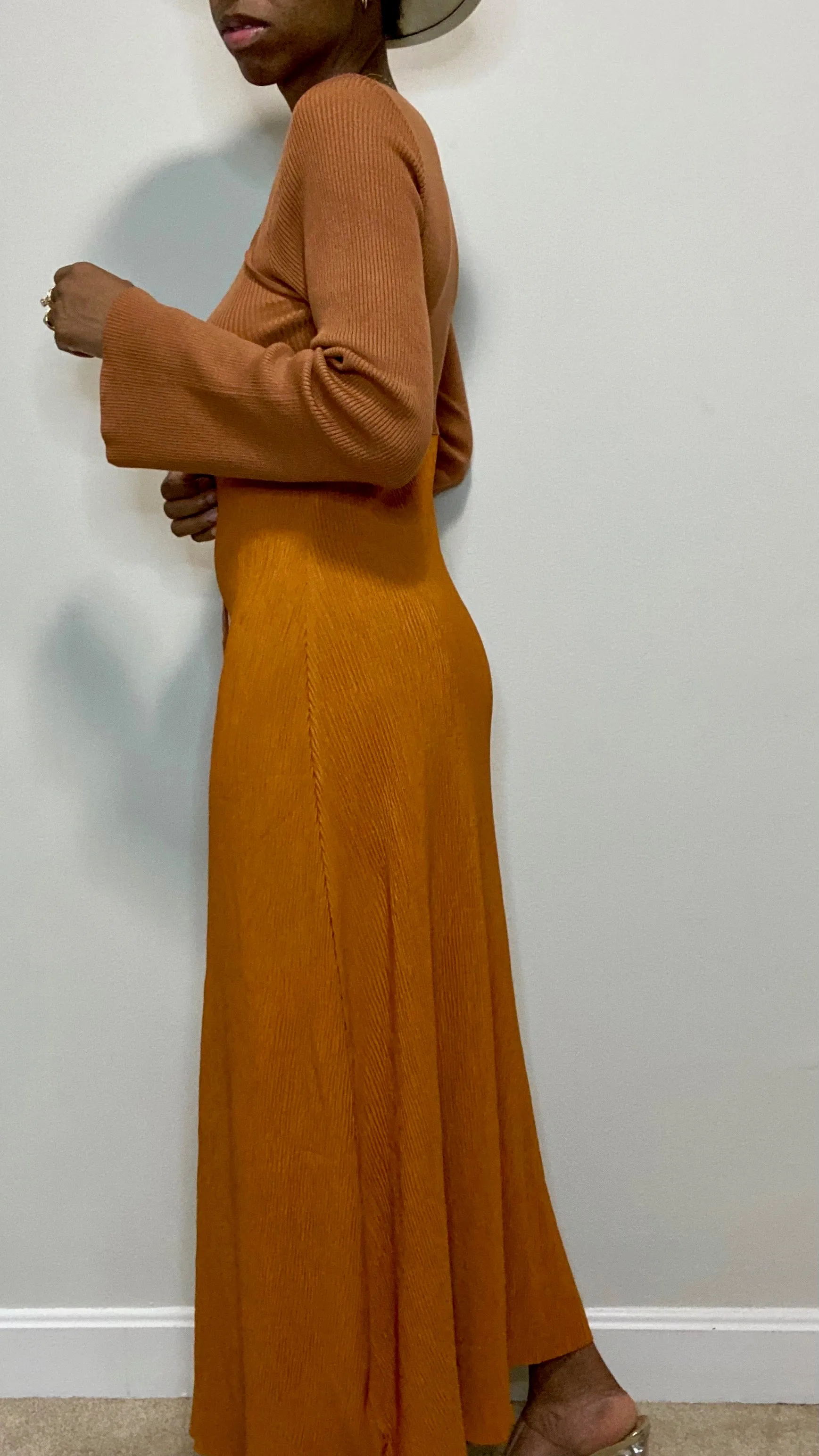 Two Tone Rust Maxi Dress