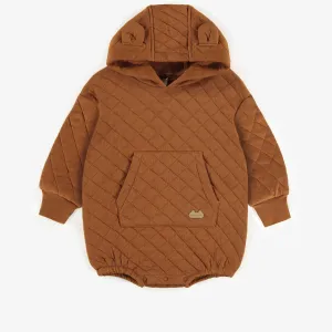 Une-pièce brun en jersey matelassé, naissance || Brown one-piece in quilted jersey, newborn
