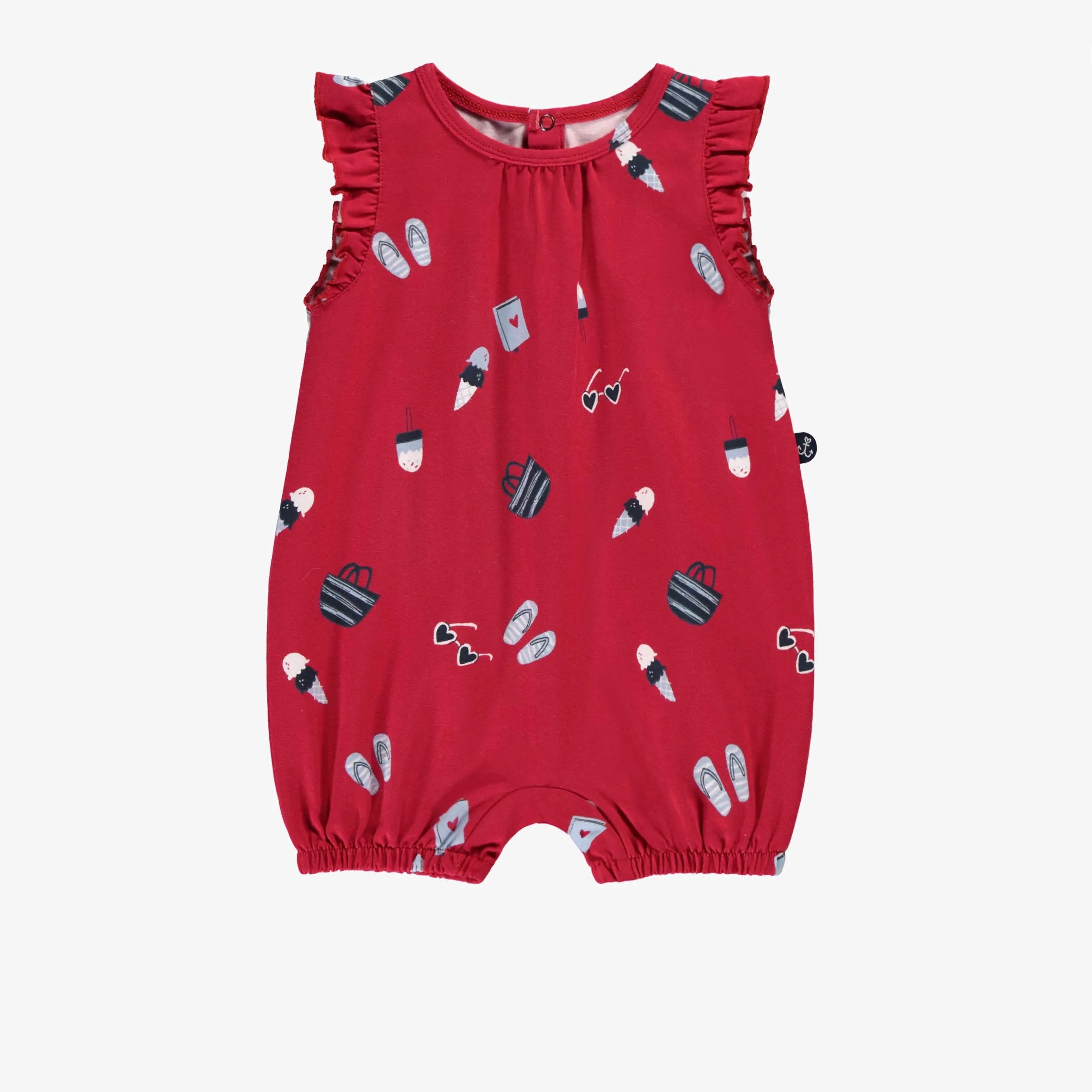 Une-pièce rouge à motifs, bébé || Red one-piece with all-over print, baby