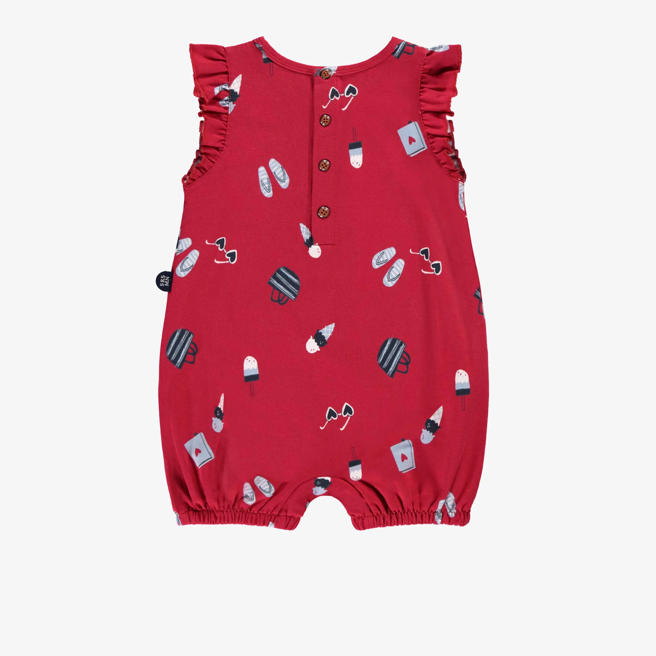 Une-pièce rouge à motifs, bébé || Red one-piece with all-over print, baby
