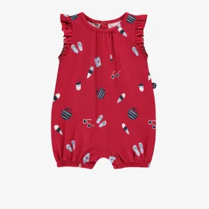 Une-pièce rouge à motifs, bébé || Red one-piece with all-over print, baby