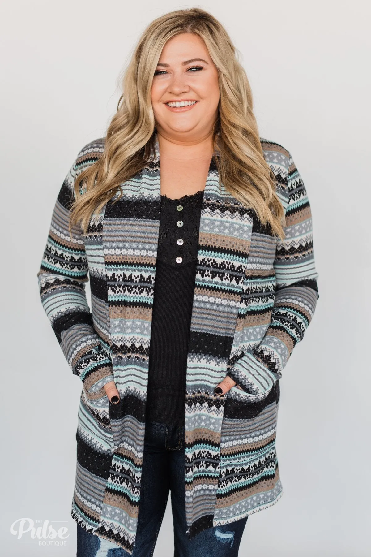 Unforgettable Printed Cardigan- Mint