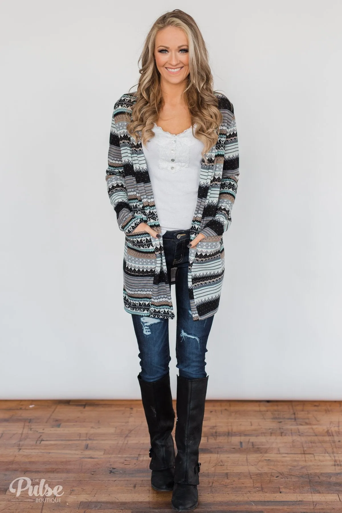 Unforgettable Printed Cardigan- Mint