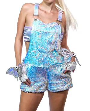 Unicorn Moonbeam Short Sequin Overalls
