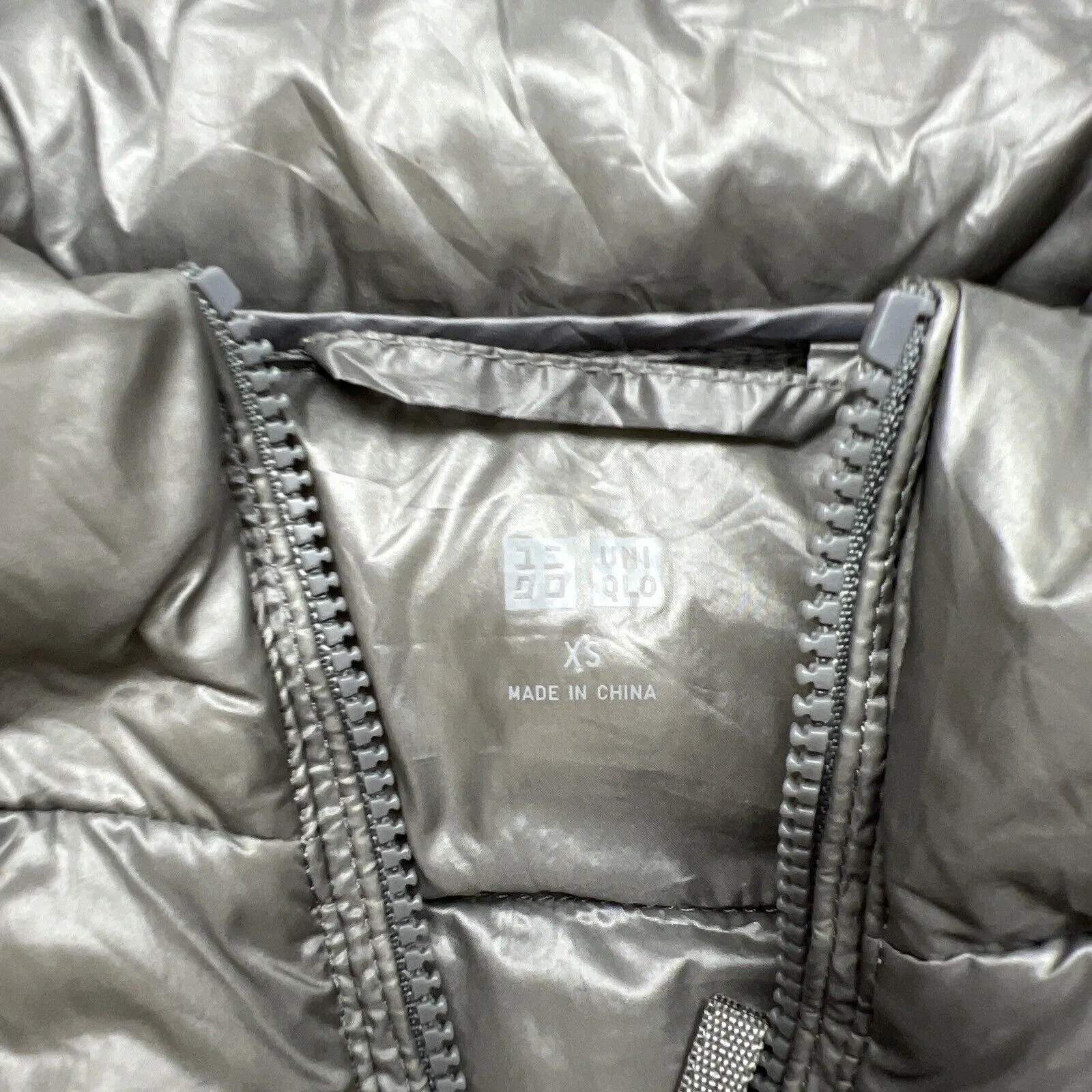 Uniqlo Grey Womens Hooded Full Zip Duck Down Puffer Jacket Size XS