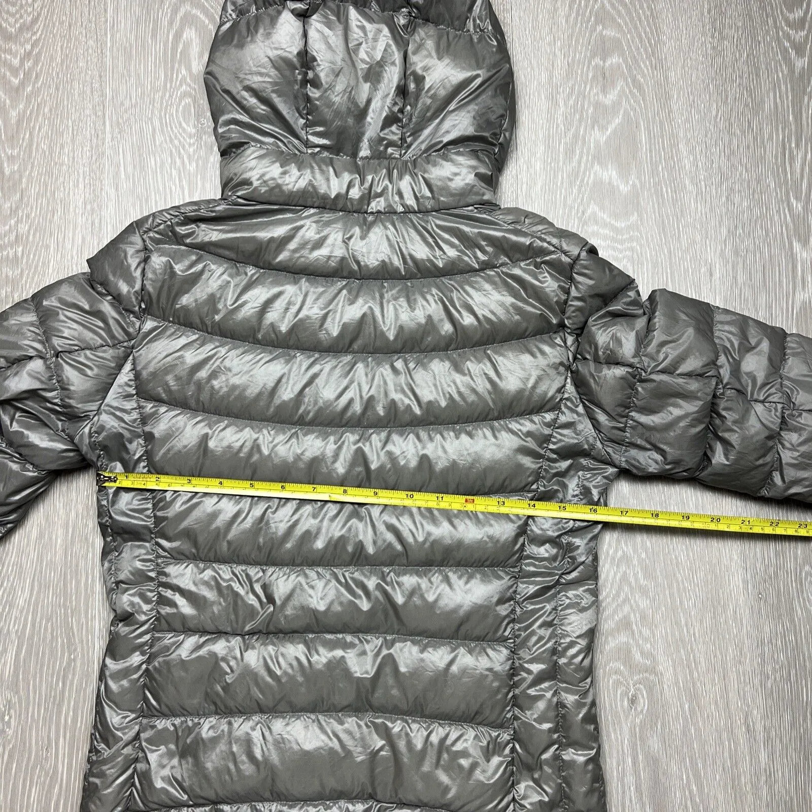 Uniqlo Grey Womens Hooded Full Zip Duck Down Puffer Jacket Size XS