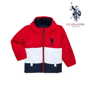 U.S P Assn. Red Color Block Jacket with Fur Cap Inner 12392