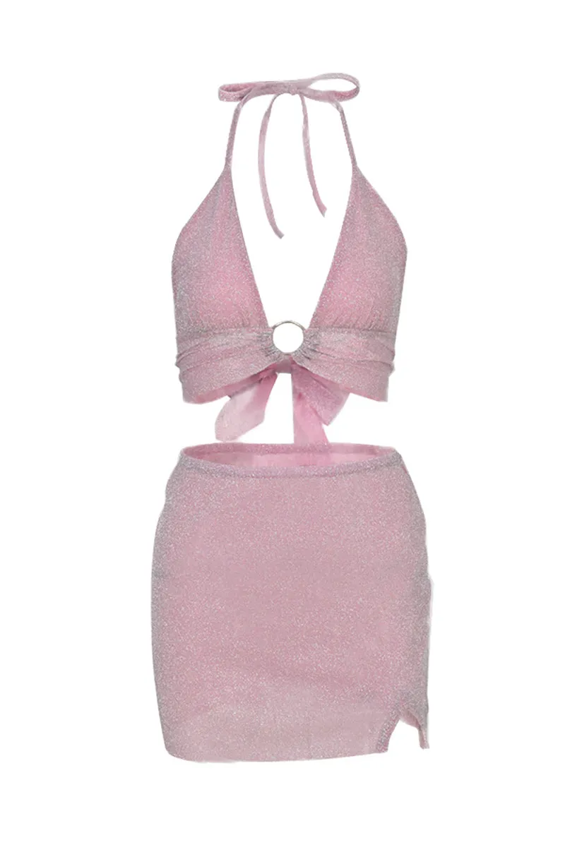 US3313 Glitter Bralette and Skirt Set