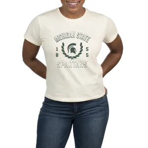 USCAPE Michigan State University Academy High Waisted Tee, Vintage White