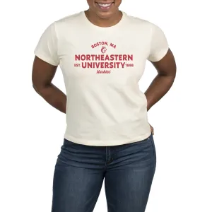 USCAPE Northeastern University Banner High Waisted Tee, Vintage White