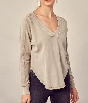 V Neck Waffle Top