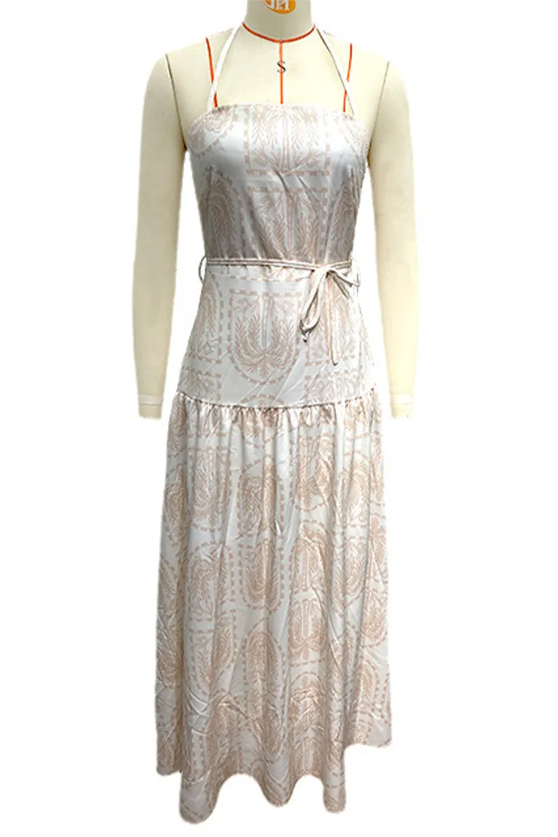 Vacation Floral Backless Halter Beach Dresses(4 Colors)