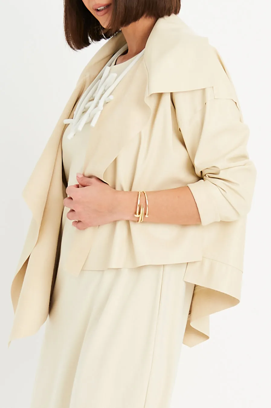 Vegan Leather Cropped Asymmetrical Jacket