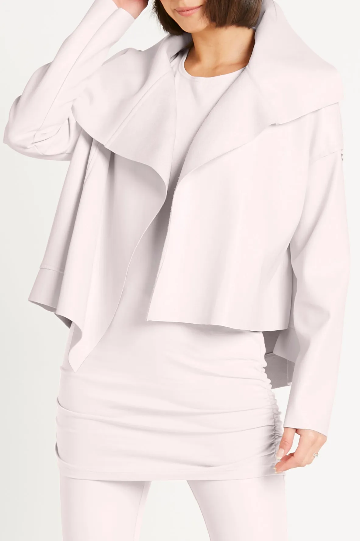 Vegan Leather Cropped Asymmetrical Jacket
