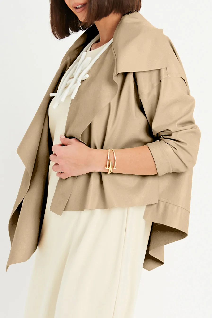 Vegan Leather Cropped Asymmetrical Jacket
