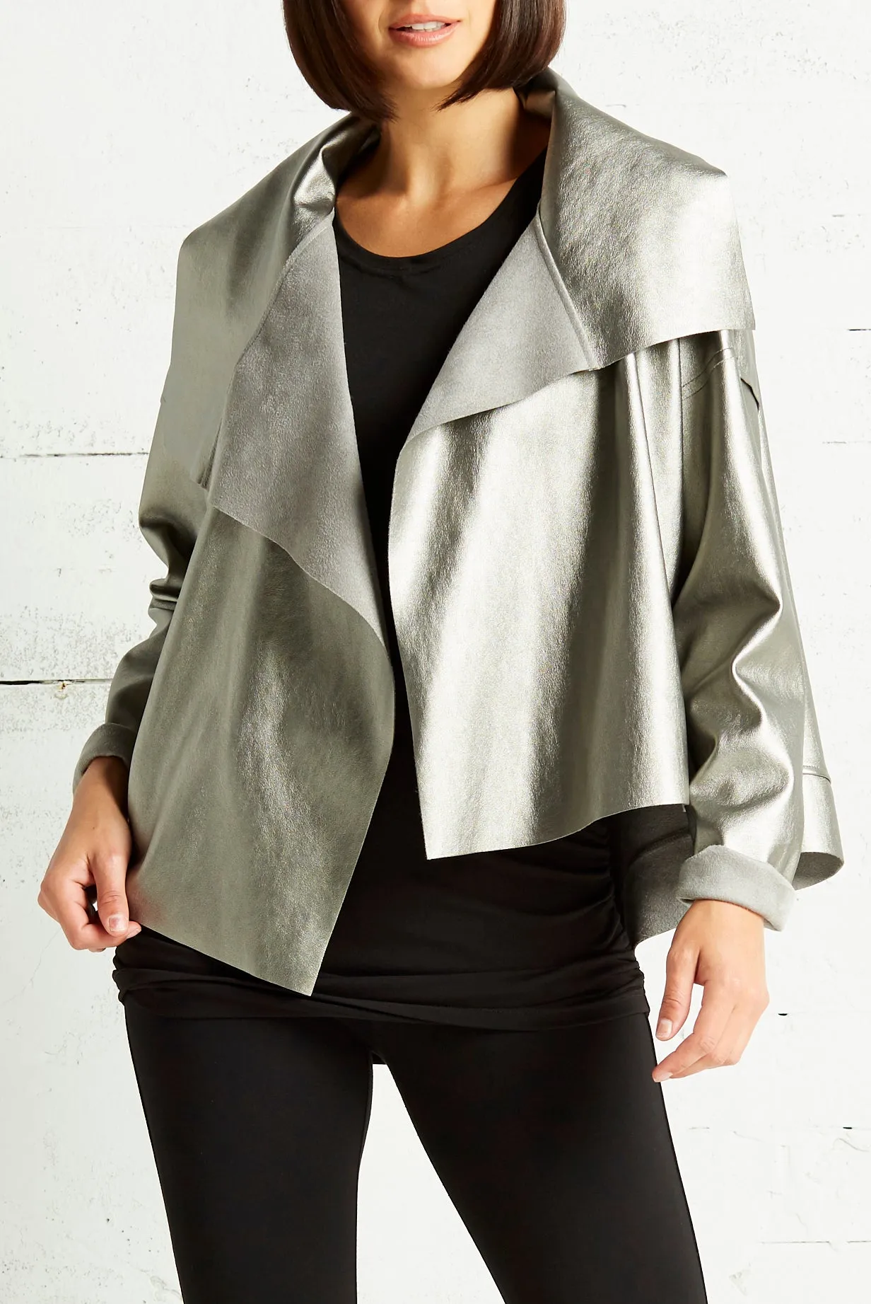 Vegan Leather Cropped Asymmetrical Jacket