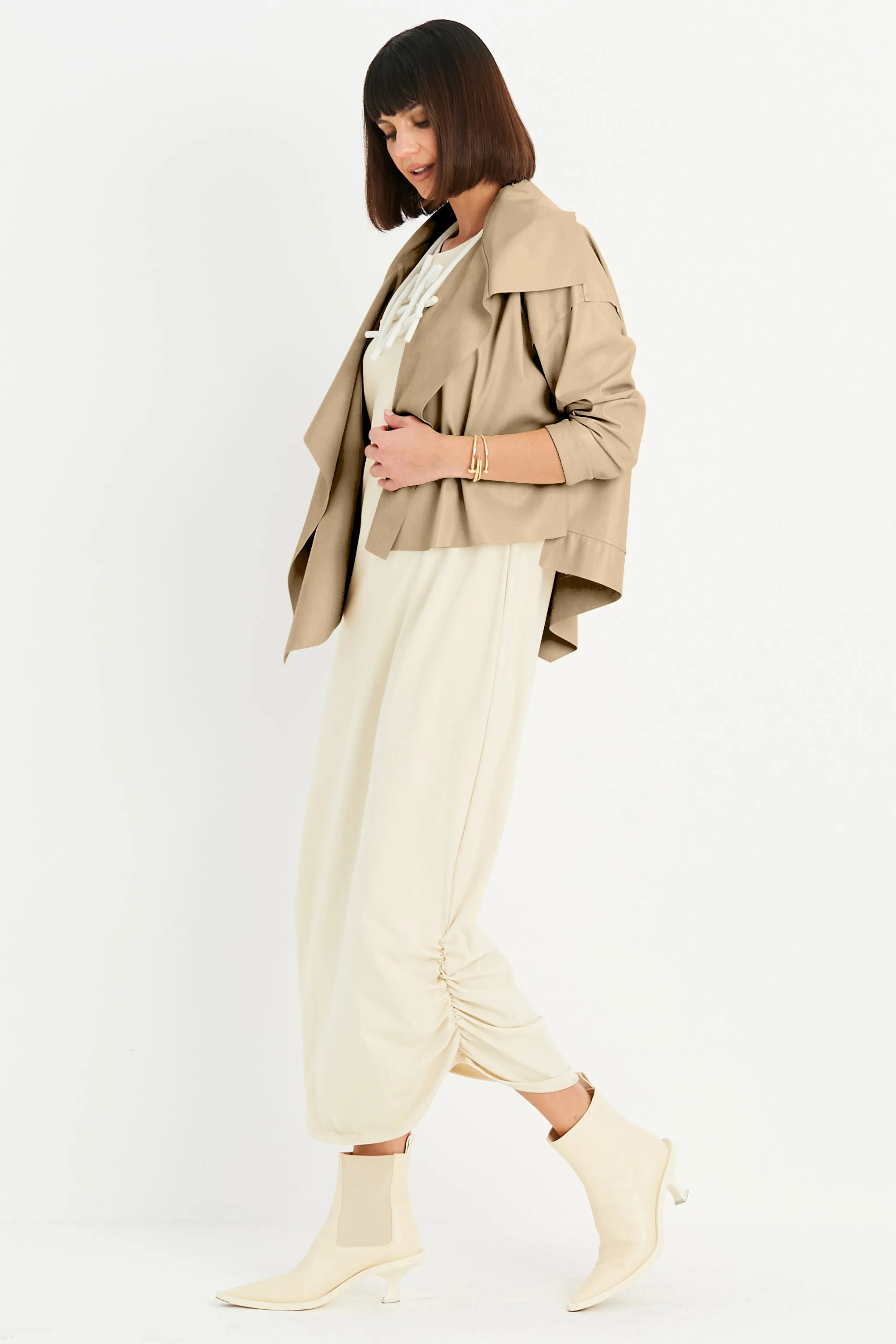 Vegan Leather Cropped Asymmetrical Jacket