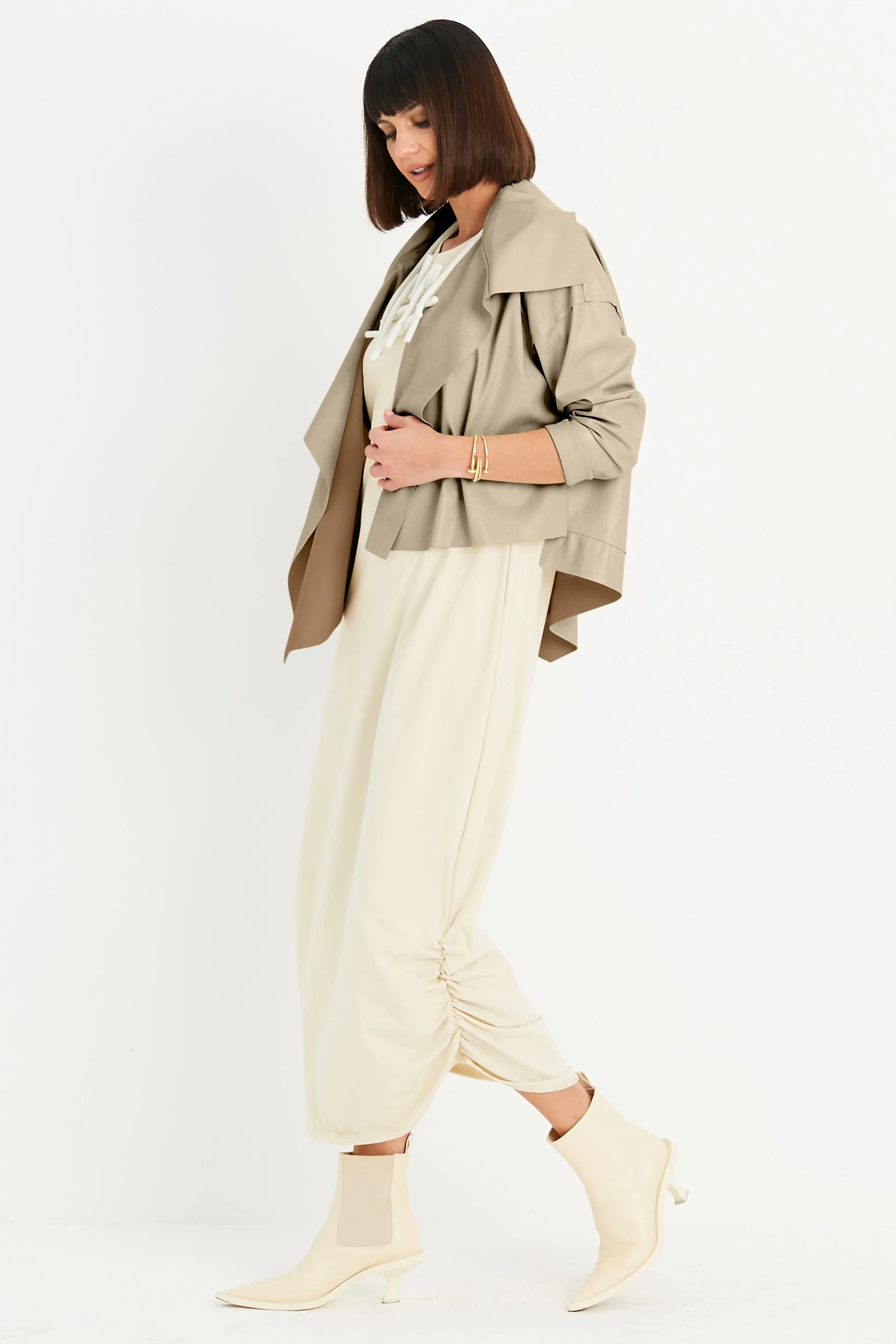 Vegan Leather Cropped Asymmetrical Jacket