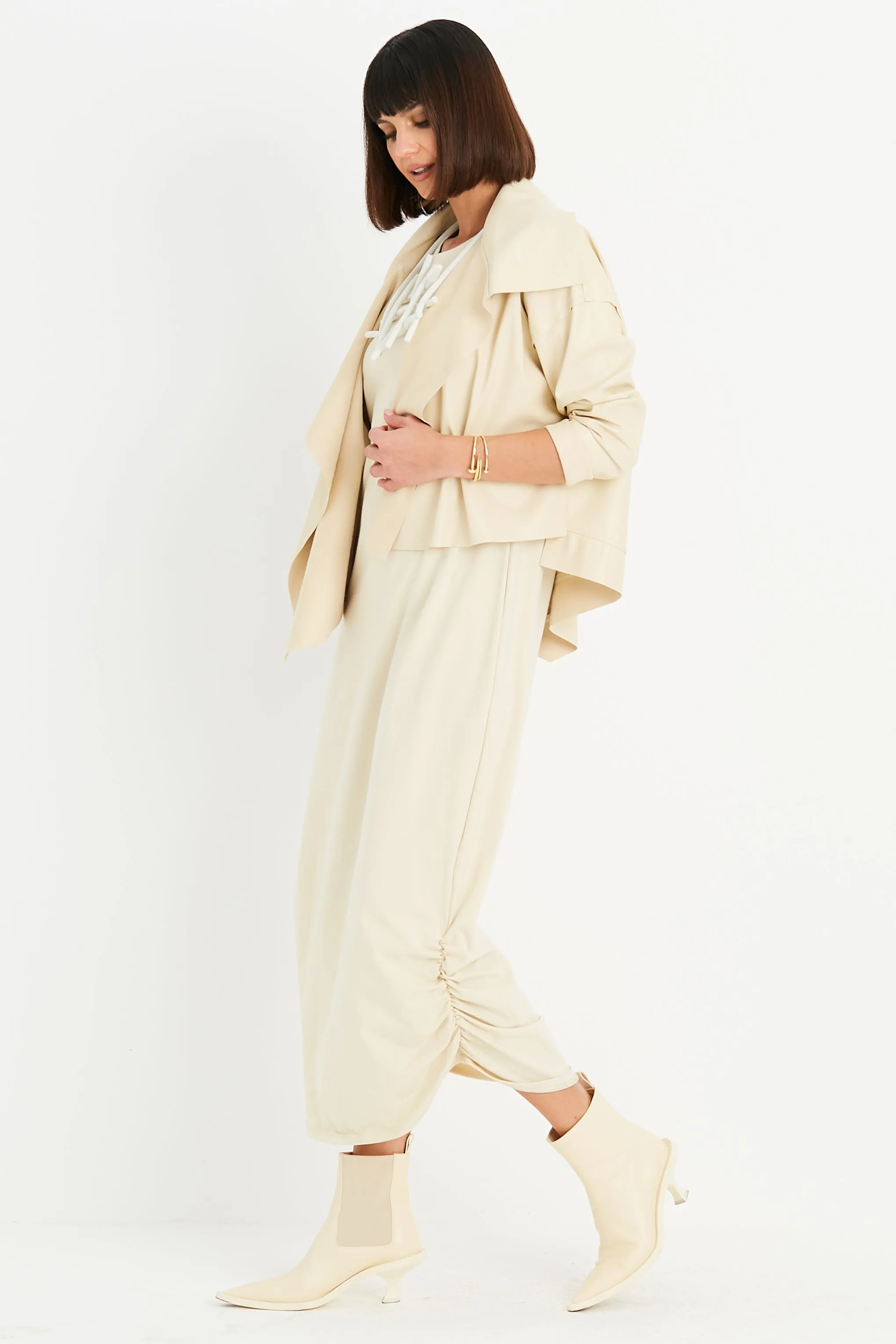 Vegan Leather Cropped Asymmetrical Jacket