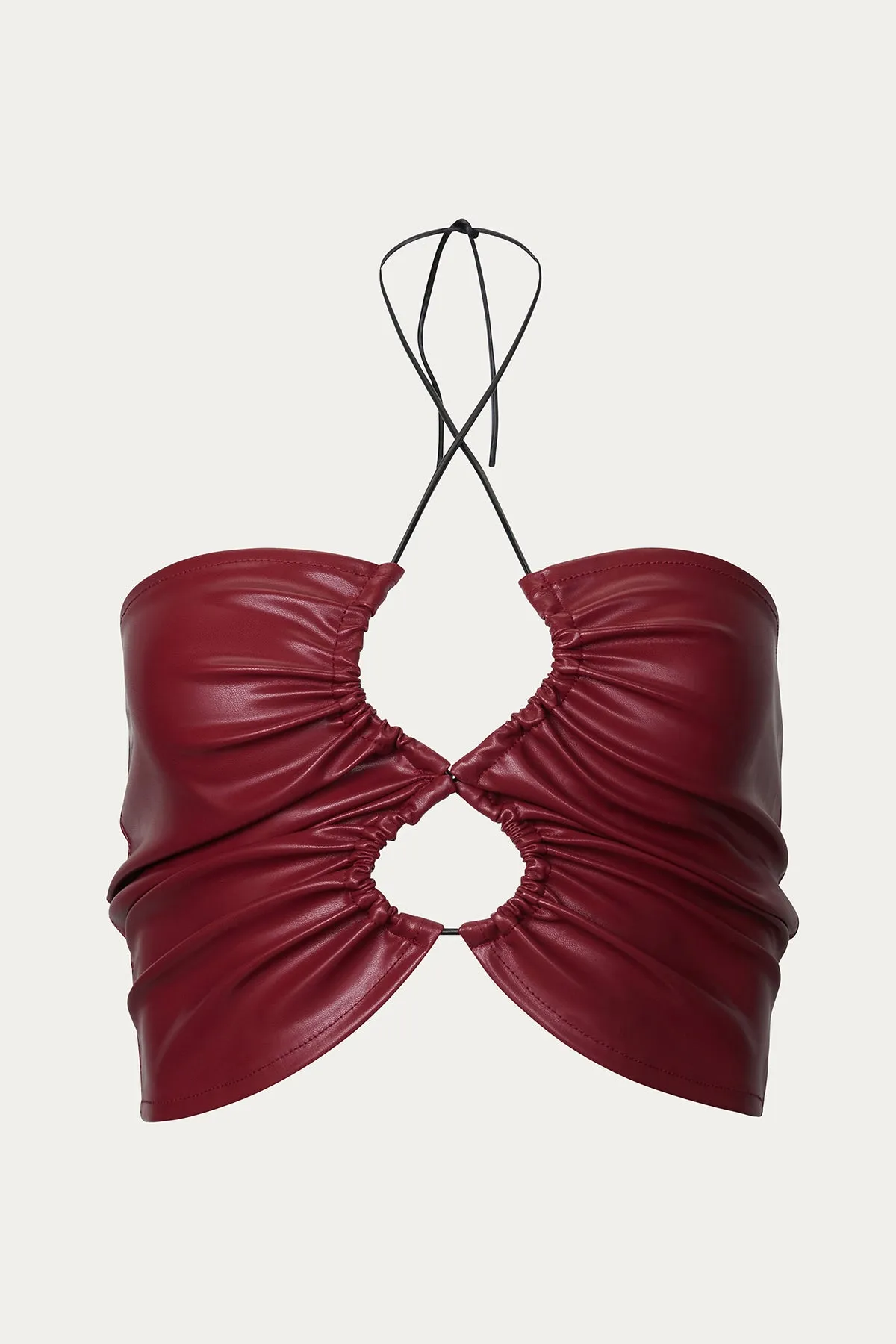 VEGAN LEATHER CUTOUT TOP