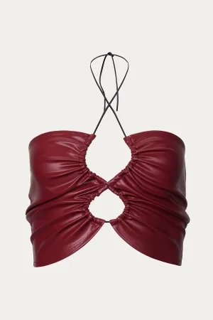 VEGAN LEATHER CUTOUT TOP