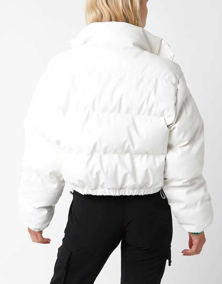 Vegan Leather Puffer Coat