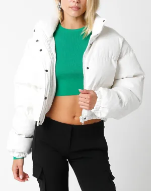 Vegan Leather Puffer Coat