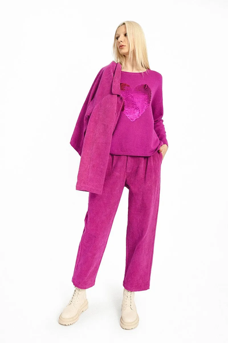 VELVET PANTS WITH CLIPS