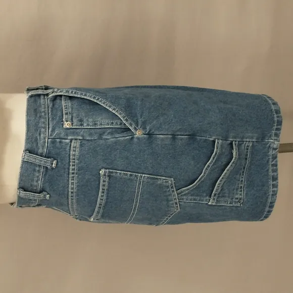 Vintage Denim Shorts Carpenter Style High Waisted 100 Cotton 90's Blue Jeans