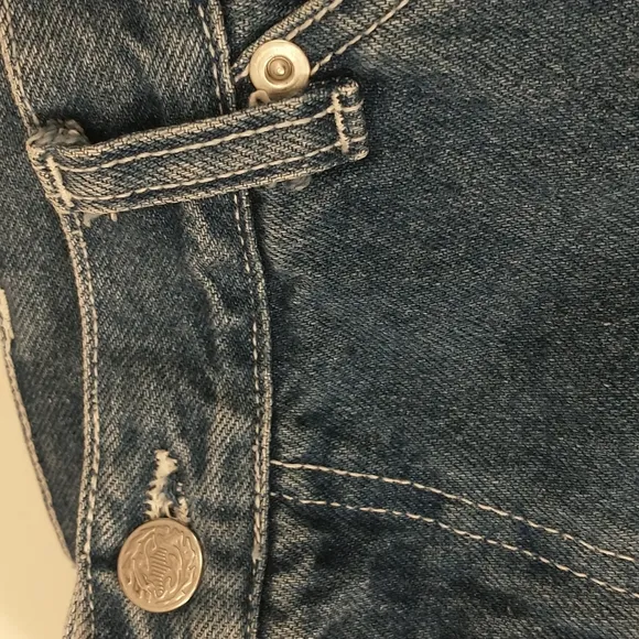 Vintage Denim Shorts Carpenter Style High Waisted 100 Cotton 90's Blue Jeans