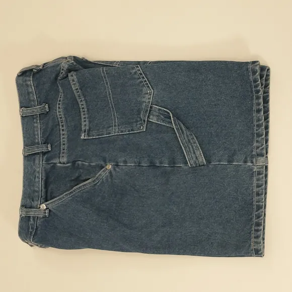 Vintage Denim Shorts Carpenter Style High Waisted 100 Cotton 90's Blue Jeans