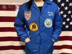 Vintage Ice Hockey 1970’s Windless “ The Flap Jacket “ Nylon Windbreaker With Original 70’s Woven Patches