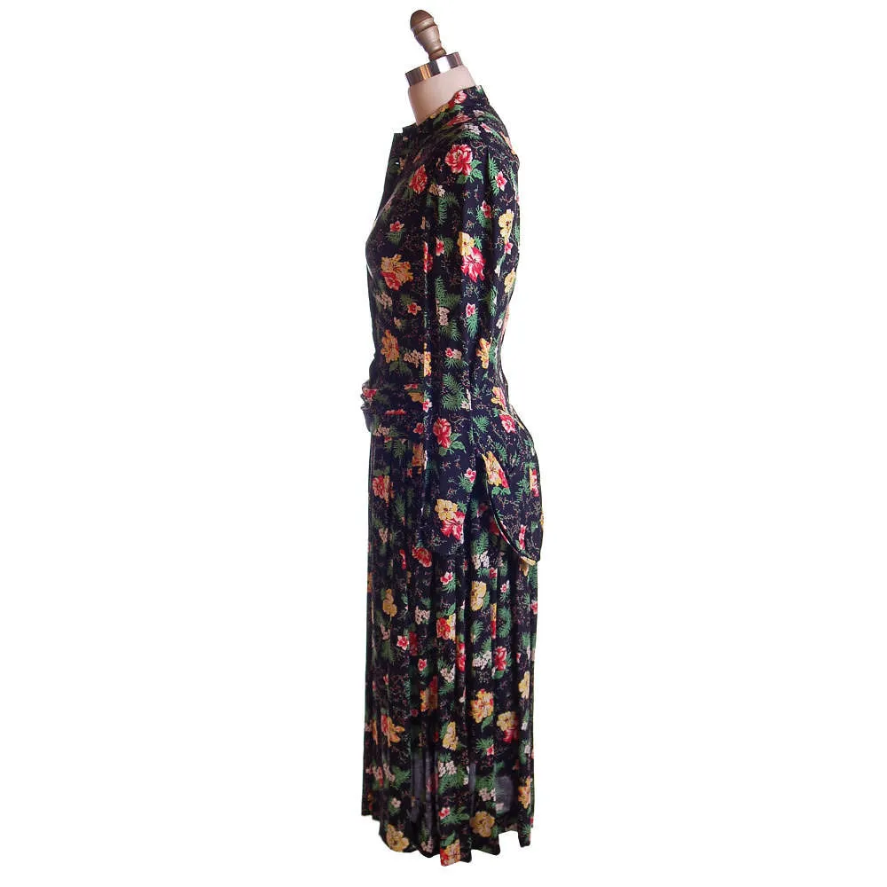 Vintage Printed Rayon Dropped Waist  Dress Jonathan Logan 1940S NOS 36-26-Free