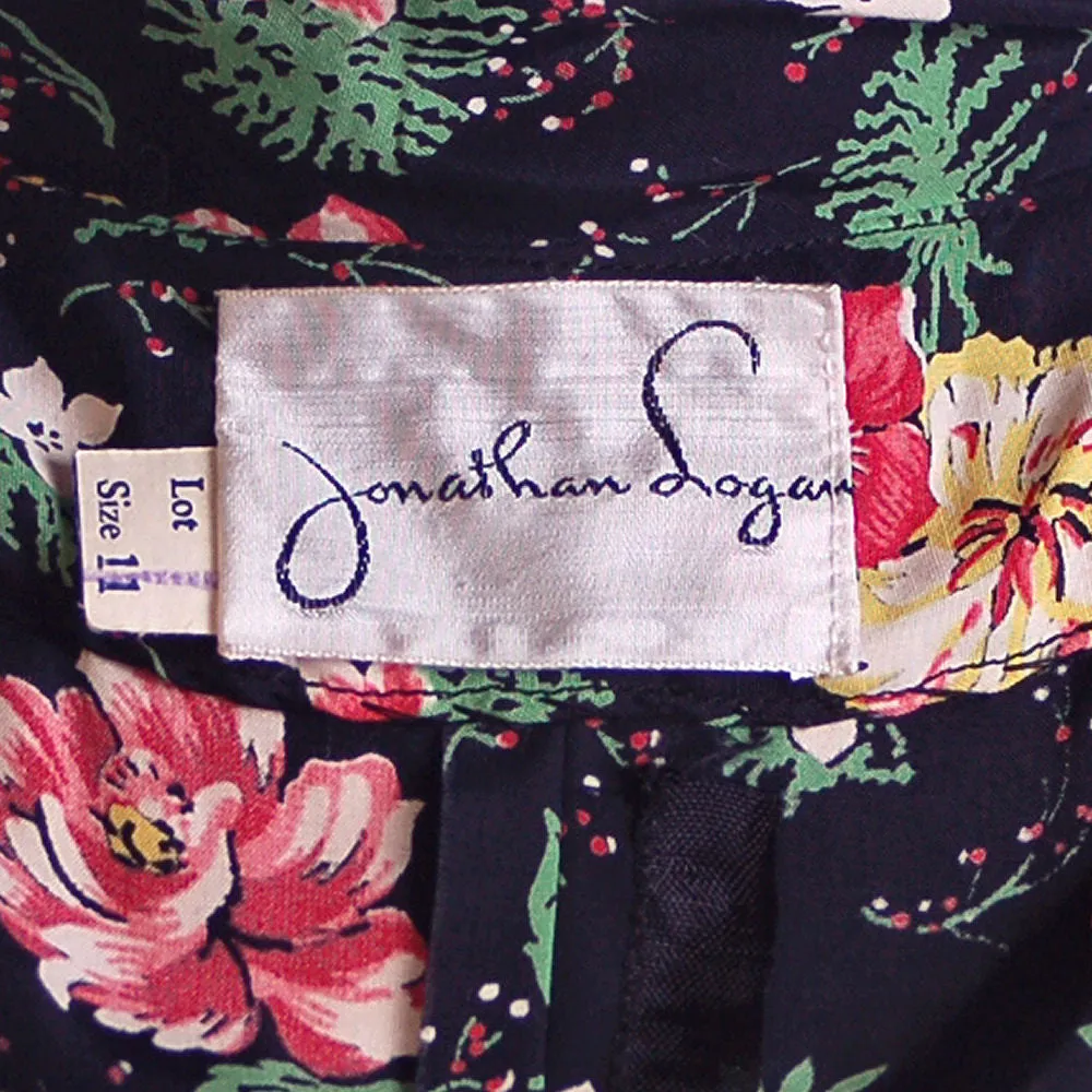 Vintage Printed Rayon Dropped Waist  Dress Jonathan Logan 1940S NOS 36-26-Free