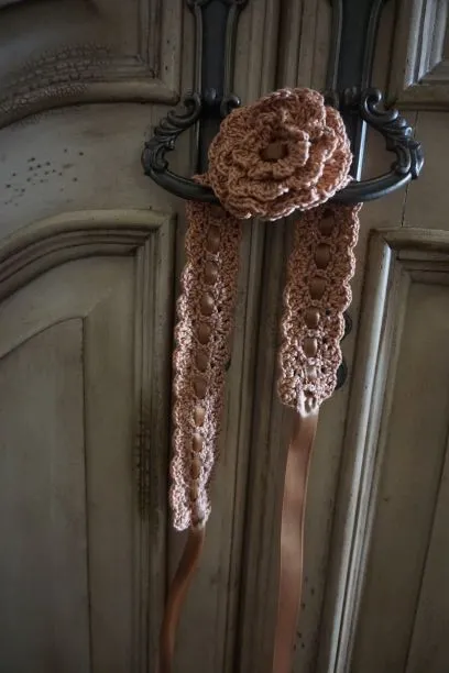 Vintage Rosegold Crochet Girl Romper